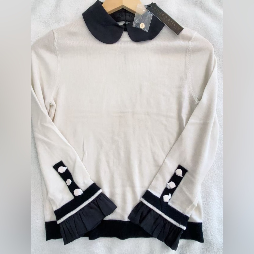 NWT $440 Alice and Olivia Justina Combo Sweater - Picture 6 of 8